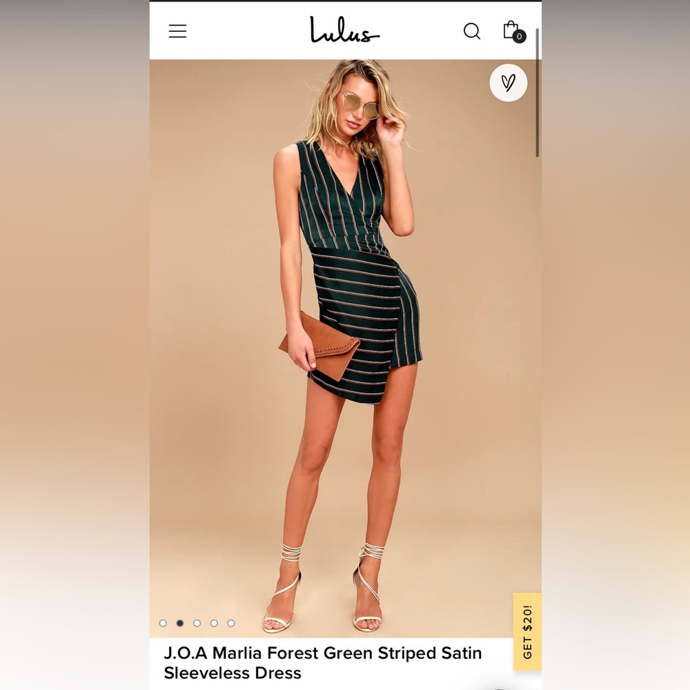 Lulus J.O.A. Marlia Forest Green Striped Satin Sleeveless dress